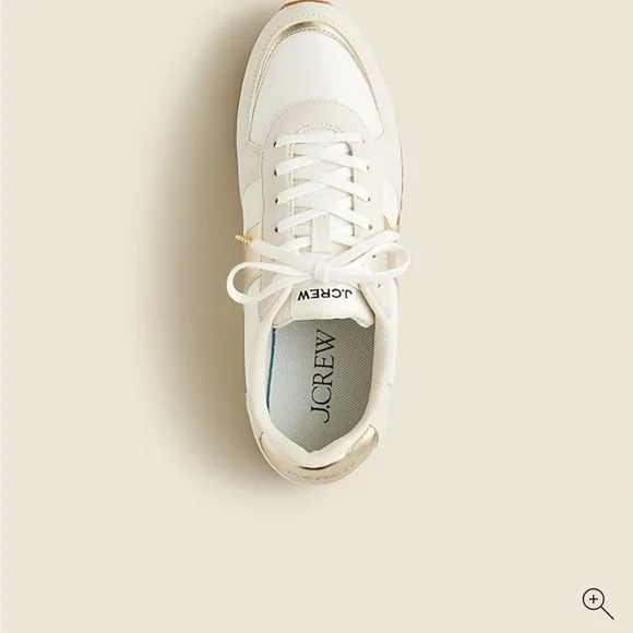 J Crew trainers in metallic colorblock Women's Cream Sneakers with Gold Accents - Picture 2 of 12